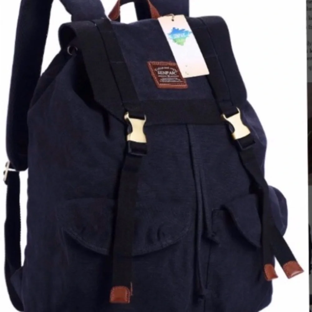 Senpaic Black Canvas Backpack | Travel-Hiking-School